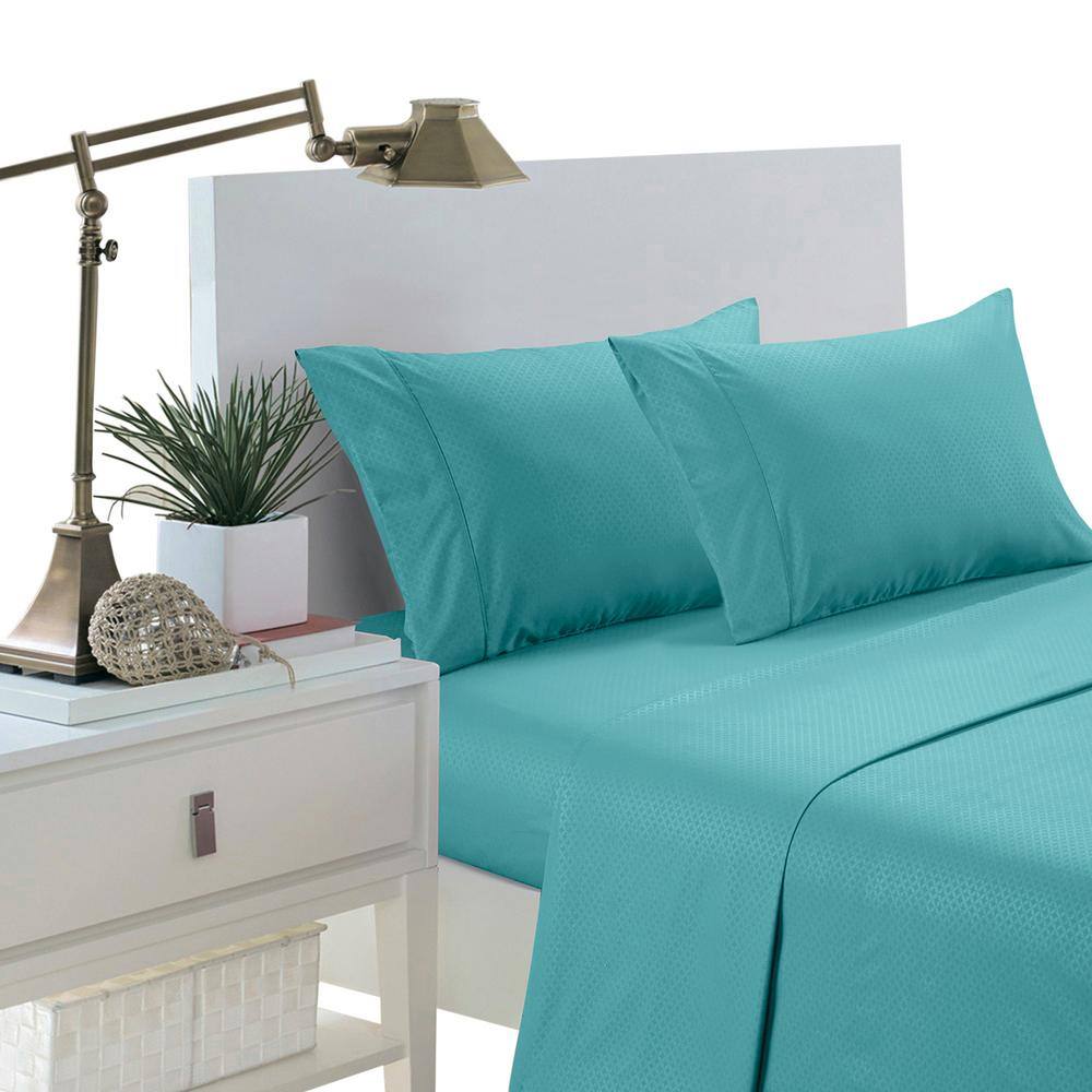 Brushed Extra Soft 1800 Series Aqua Twin Microfiber Luxury Embossed Deep Po