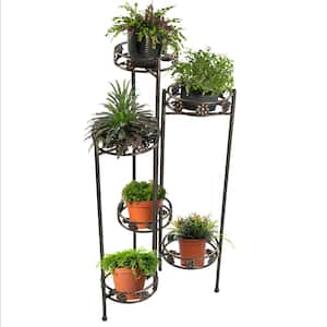 45 in. Indoor-Outdoor 6-Tiered Folding Metal Plant Flower Stand