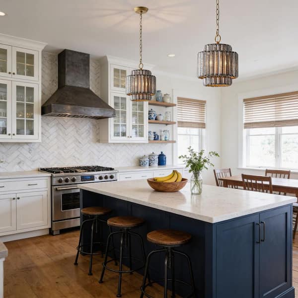 9.85 in. 1-Light Gold Crystal Chandelier, Modern Chandelier with Black Crystal Shade for Kitchen Island or Dining Room