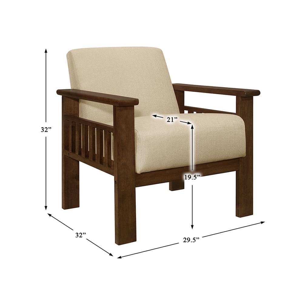 Helena Light Brown and Walnut Wood Accent Chair