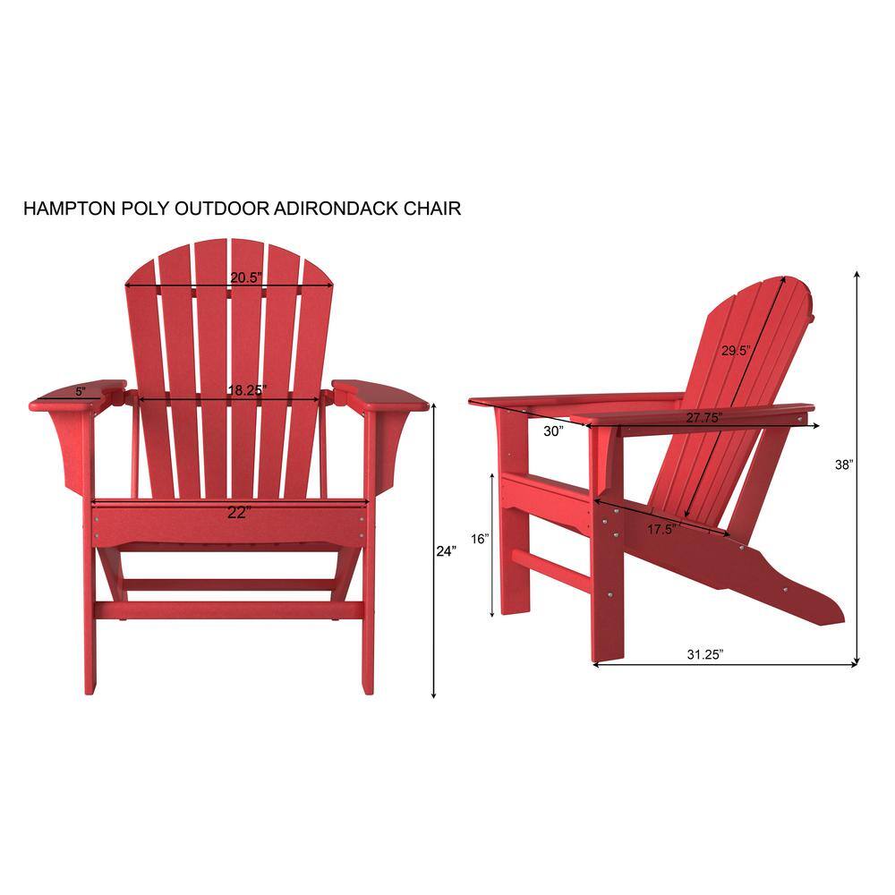 Hampton White HDPE Outdoor Adirondack Chair with Wide Armrests