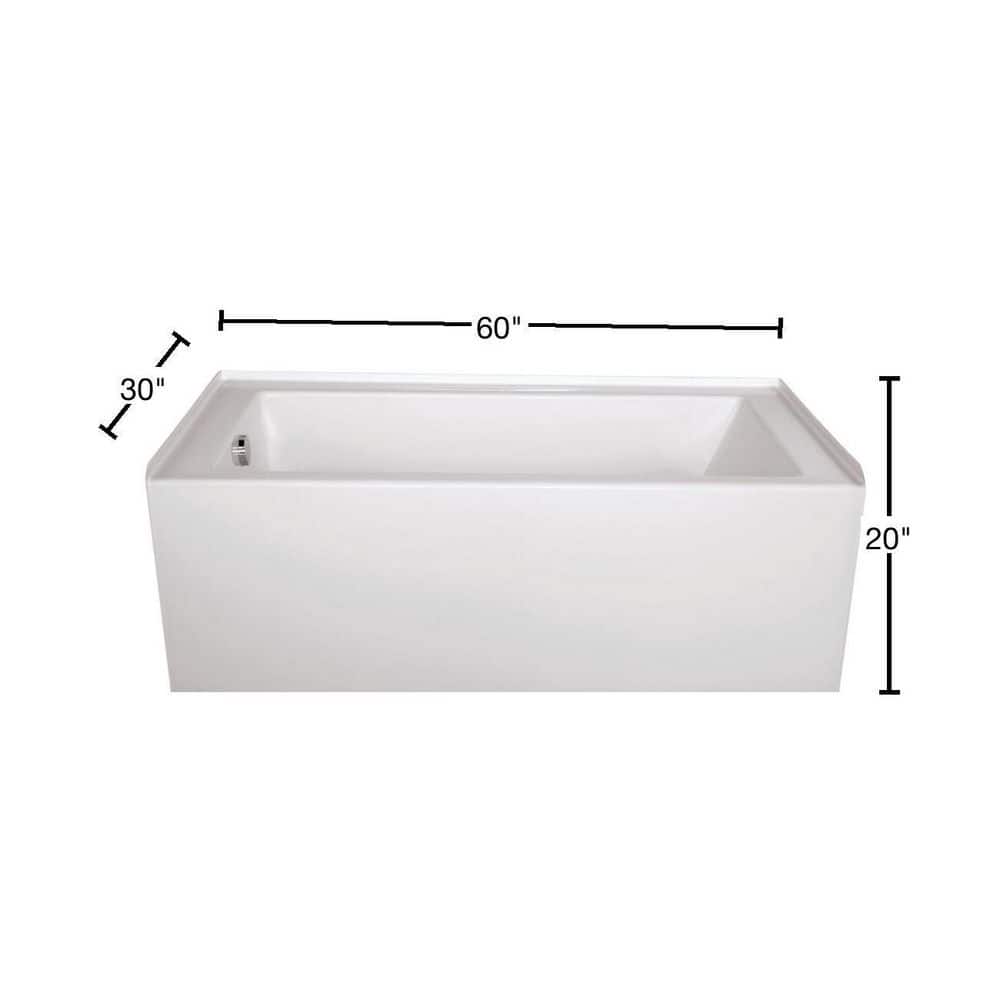 Sydney 60'' White Acrylic Alcove Soaking Bathtub