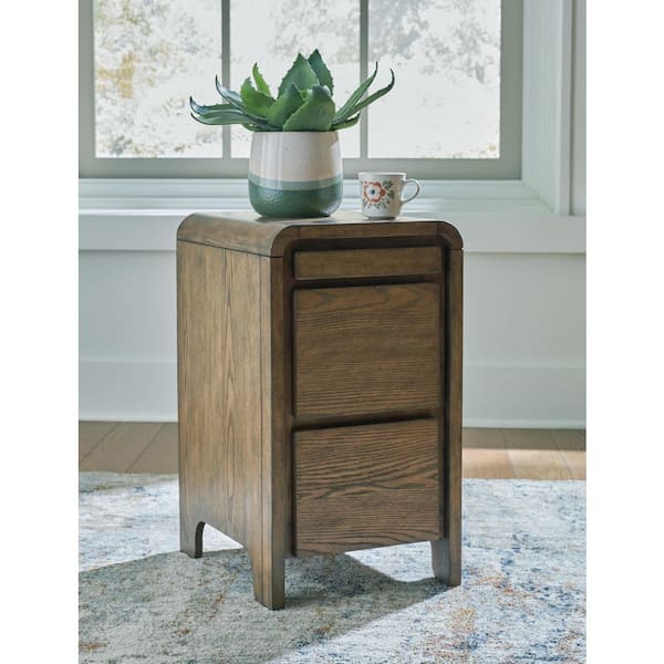 Signature Design By Ashley Jensworth 14 in. Brown Rectangle Wood End Table with Storage