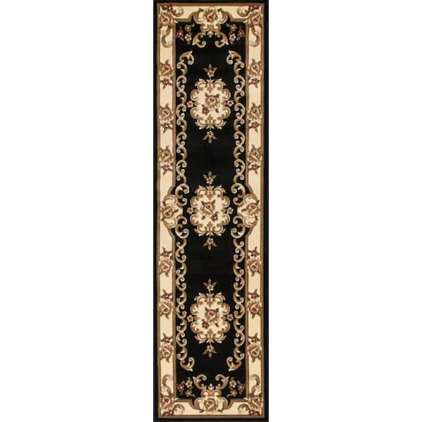 MILLERTON HOME Traditional Morrocan Black/Ivory 2 ft. x 8 ft. Runner Rug