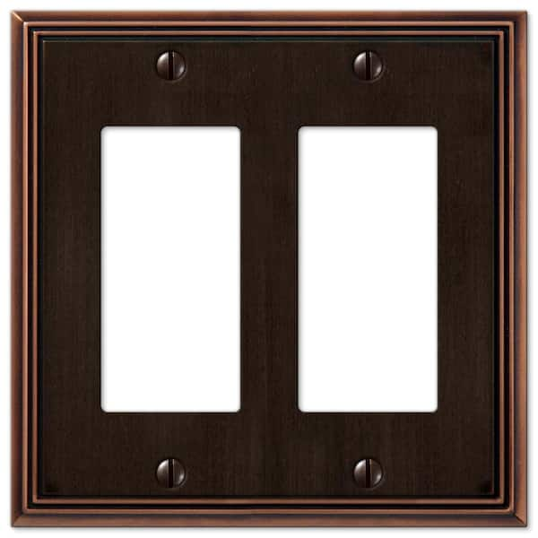 AMERELLE Rhodes 2 Gang Rocker Metal Wall Plate - Aged Bronze