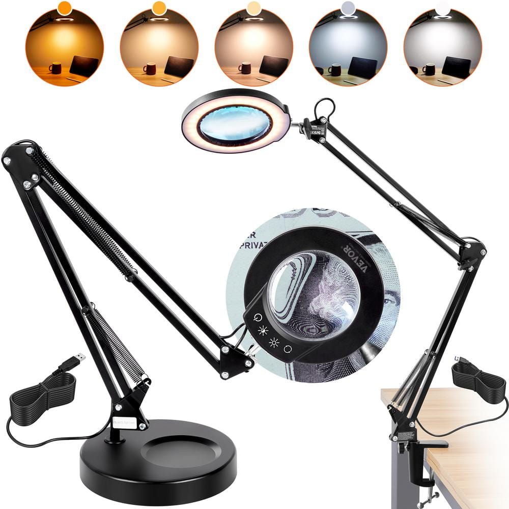 Magnifying Lamp Dimmable, 10X Magnifying Desk Lamp, 120 Pcs LED