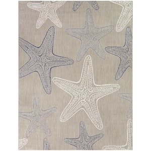 Taupe 5 ft. x 7 ft. Starfish Indoor/Outdoor Patio Area Rug