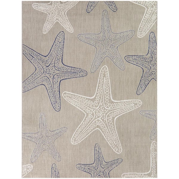 StyleWell Taupe 5 ft. x 7 ft. Starfish Indoor/Outdoor Patio Area Rug