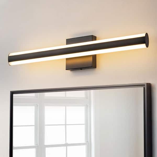 Besima 23.8 in. Modern Black Linear Tubed LED Bathroom Vanity Light Fixtures over Mirror