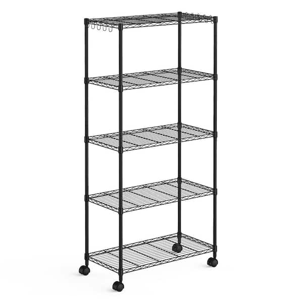 ZACHVO 5-Tiers Steel Adjustable Garage Storage Shelving Unit in Black (35 in. W x 74 in. H x 18 in. D)
