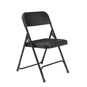 Black Plastic Seat Stackable Outdoor Safe Folding Chair (Set of 4)