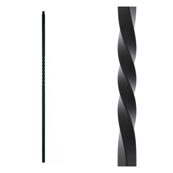 EVERMARK Stair Parts 44 in. x 1/2 in. Satin Black Single Twist Iron Baluster for Stair Remodel