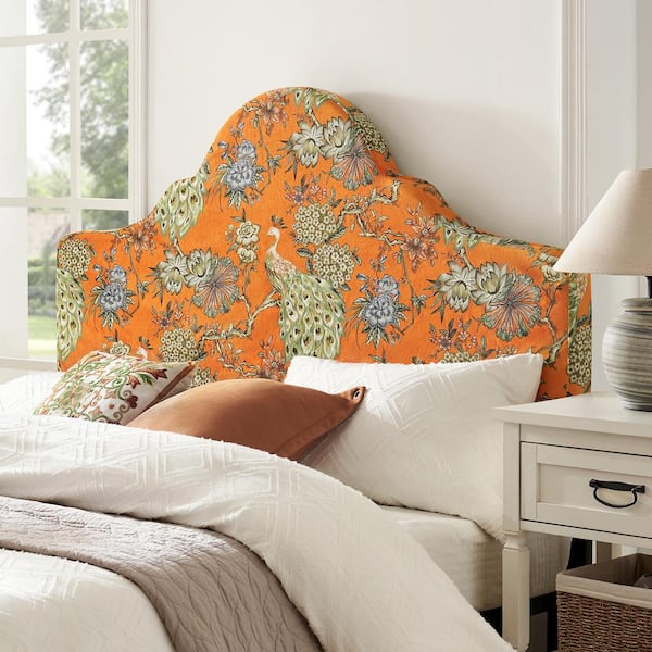 JAYDEN CREATION Eresa Orange Red Queen Traditional Style Upholstered Headboard with Slipcover