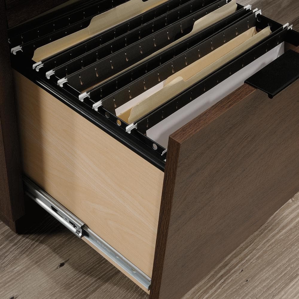 Spiced Mahogany 65'' L-Shaped Executive Desk with File Storage