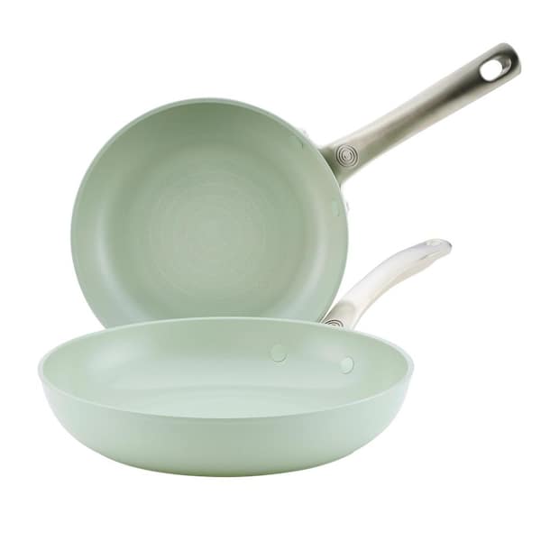 2-Piece Halo with Laser Defense Ceramic Nonstick Skillet Set, 8 in. and 10 in. in Sage