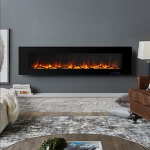 Flame 72 in. Wall-Mounted Thermostat Electric Fireplace with Timer Control