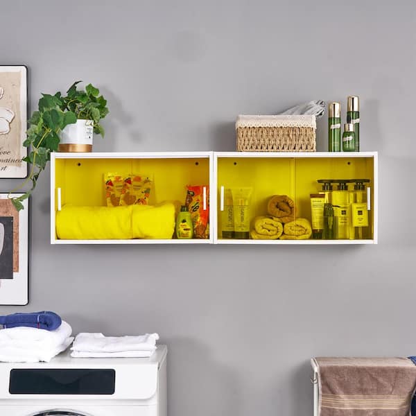 VECELO Wall Mount Storage Cabinet 9.3 in. W x 12 in. H x 21.3 in. D, White Medicine Cabinet Storage with Doors