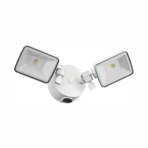 Lithonia Lighting Contractor Select OLF 60-Watt Equivalent White Dusk to Dawn Outdoor Integrated LED 2-Light Square Flood Light