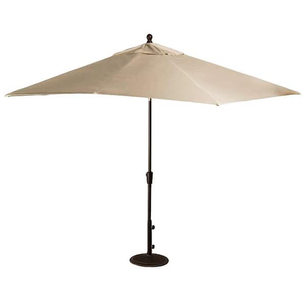 Island Umbrella Caspian 8 ft. x 10 ft. Rectangular Market Push-Button Tilt Patio Umbrella in Beige Sunbrella Acrylic