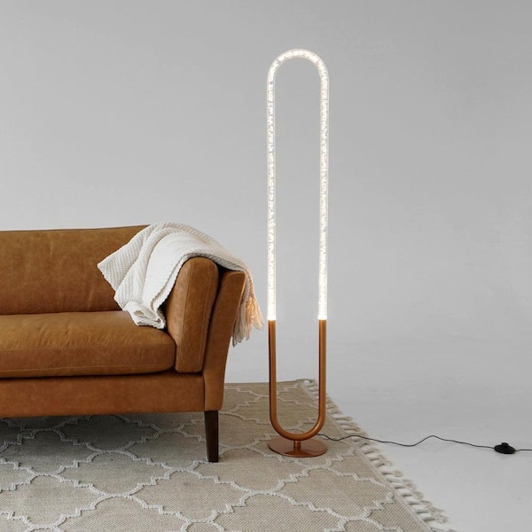 Jushua 60 in. H Bronze LED Arc Standing Light Floor Lamp with Gold