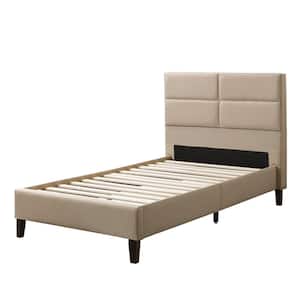 Bellevue Cream Fabric Twin/Single Wide-Rectangle Panel Upholstered Bed