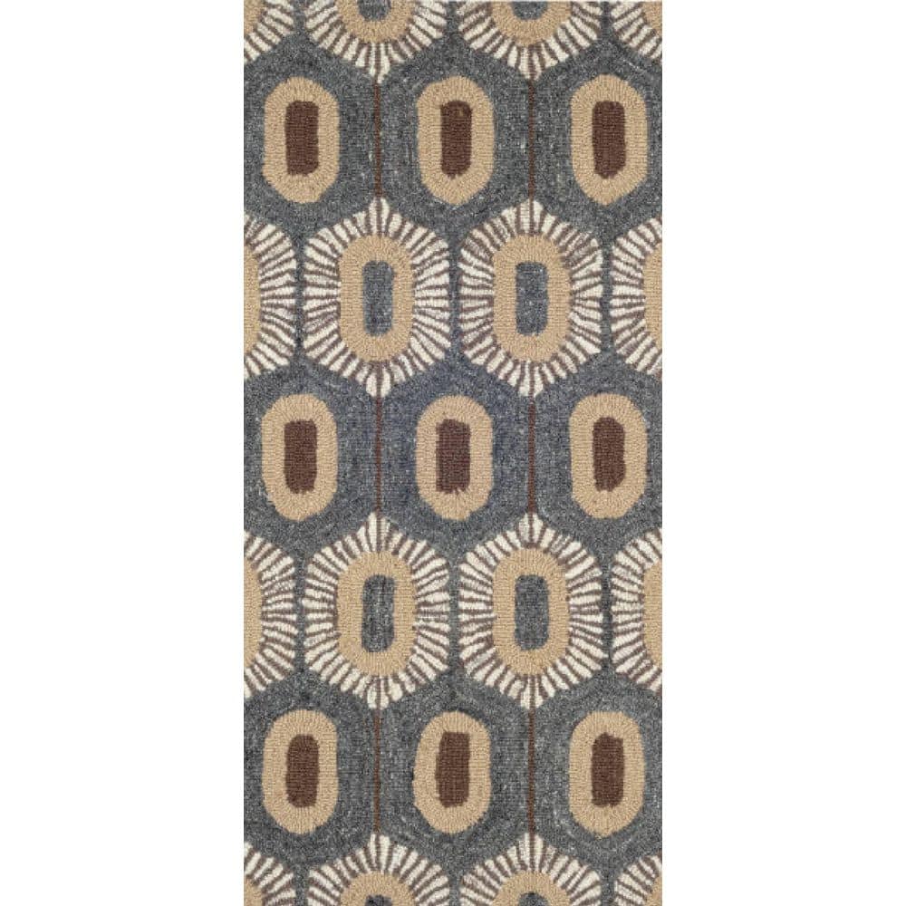 DASH & ALBERT 3 ft. x 8 ft. Blue Stowe Hand Micro Hooked Wool Indoor ...
