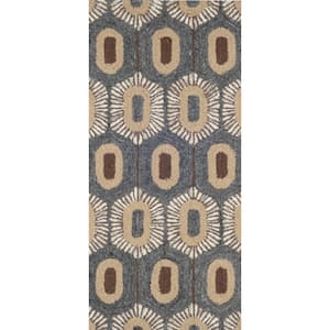 DASH & ALBERT 2 ft. x 3 ft. Blue Stowe Hand Micro Hooked Wool Indoor ...