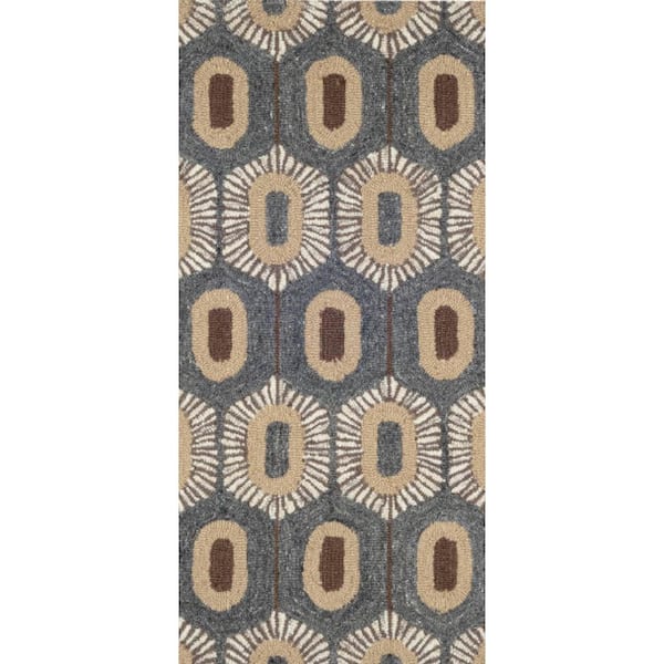 3 ft. x 8 ft. Blue Stowe Hand Micro Hooked Wool Indoor Runner Rug