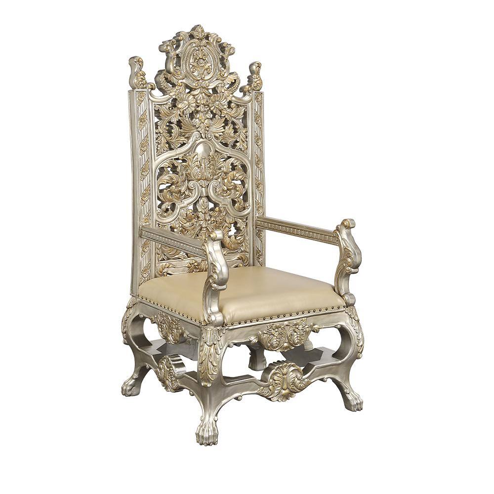 Acme Furniture Danae Synthetic Leather, Champagne and Gold Finish Faux