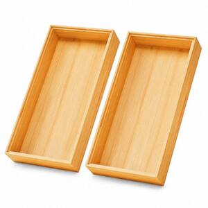 2 in. H x 6 in. W x 12 in. D Modern Natural Bamboo Kitchen Drawer Organizer Set, Wood Utensil Tray, 2 Piece