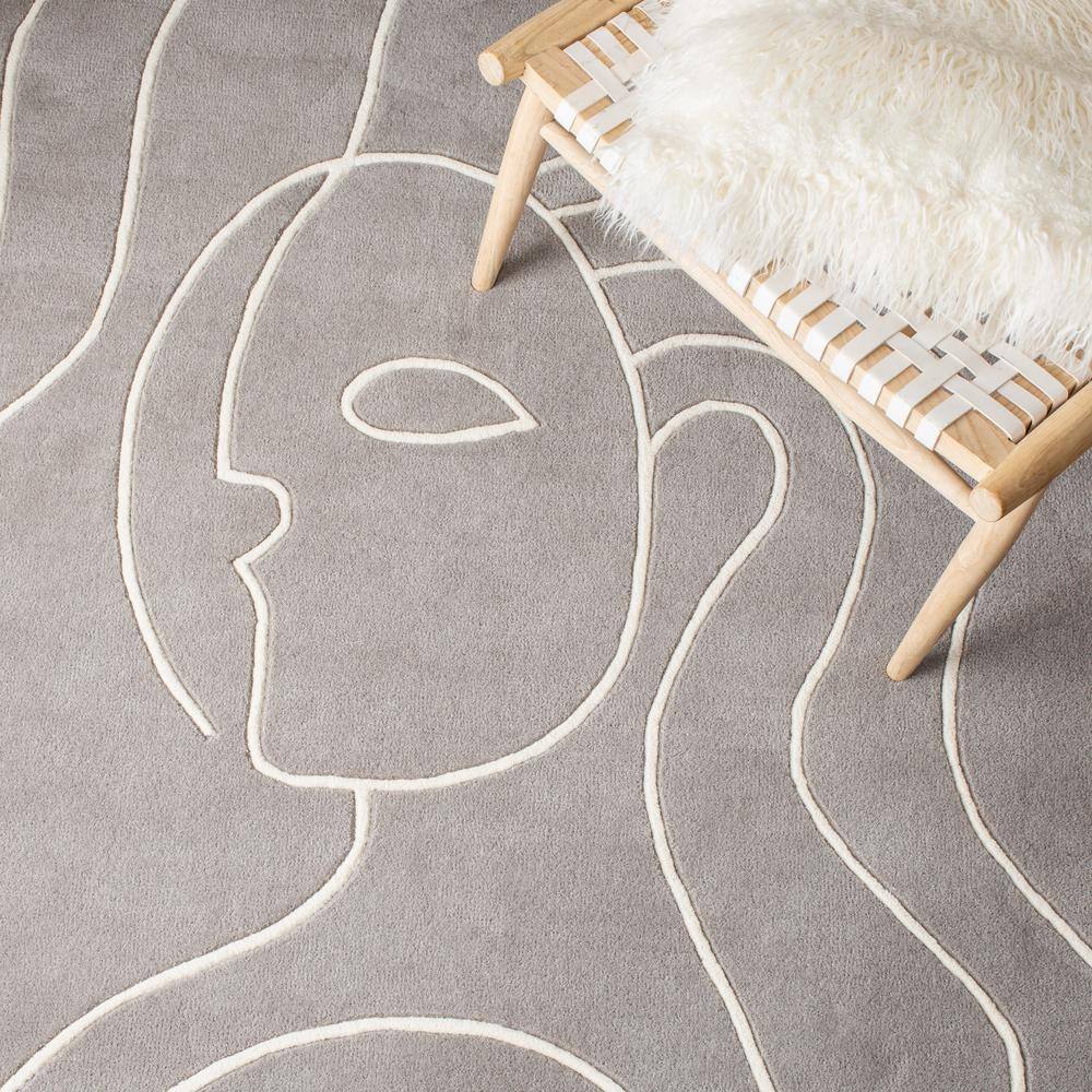 Handmade Art Deco Gray Wool 4' x 6' Tufted Area Rug