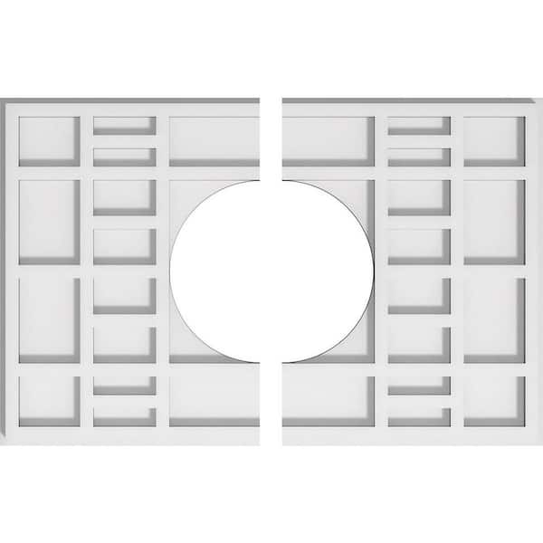 Ekena Millwork 20 in. x 13.37 in. x 1 in. Beaux Architectural Grade PVC Contemporary Ceiling Medallion (2-Piece)