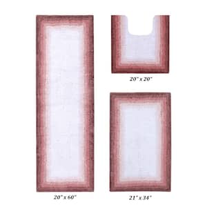 Torrent Collection Rose 20 in. x 20 in., 21 in. x 34 in., 20 in. x 60 in. 100% Cotton 3 Piece Bath Rug Set