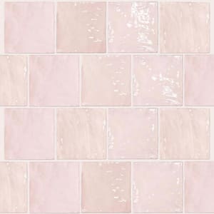 Pink 5.2 in. x 5.2 in. Polished Ceramic Subway Tile (50 Cases/538 sq. ft./Pallet)