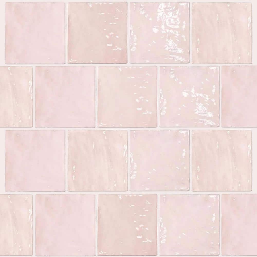 Pink 4 in. x 5 in. Polished Ceramic Subway Tile Sample (0.13 sq. ft./Piece) price history on PriceWatchPro