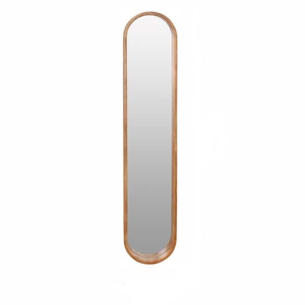 Unbranded 9.5 in. W x 47.2 in. H Oval Wood Framed Brown Mirror for Living Room