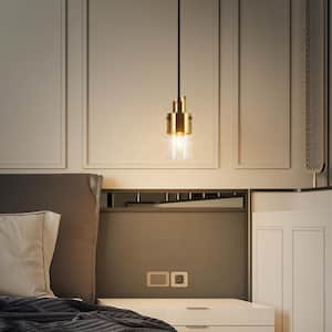 Coluse 4.7 in. 1-Light Brass-Plated Mini Shaded Pendant, Clear Glass Pendant Hanging, Modern Farmhouse Black Fixture