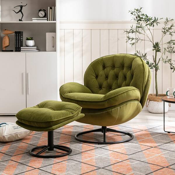 green chair and ottoman