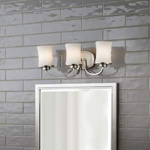 Chaplinne Collection 3-Light Satin Nickel Vanity Light with Frosted White Shades