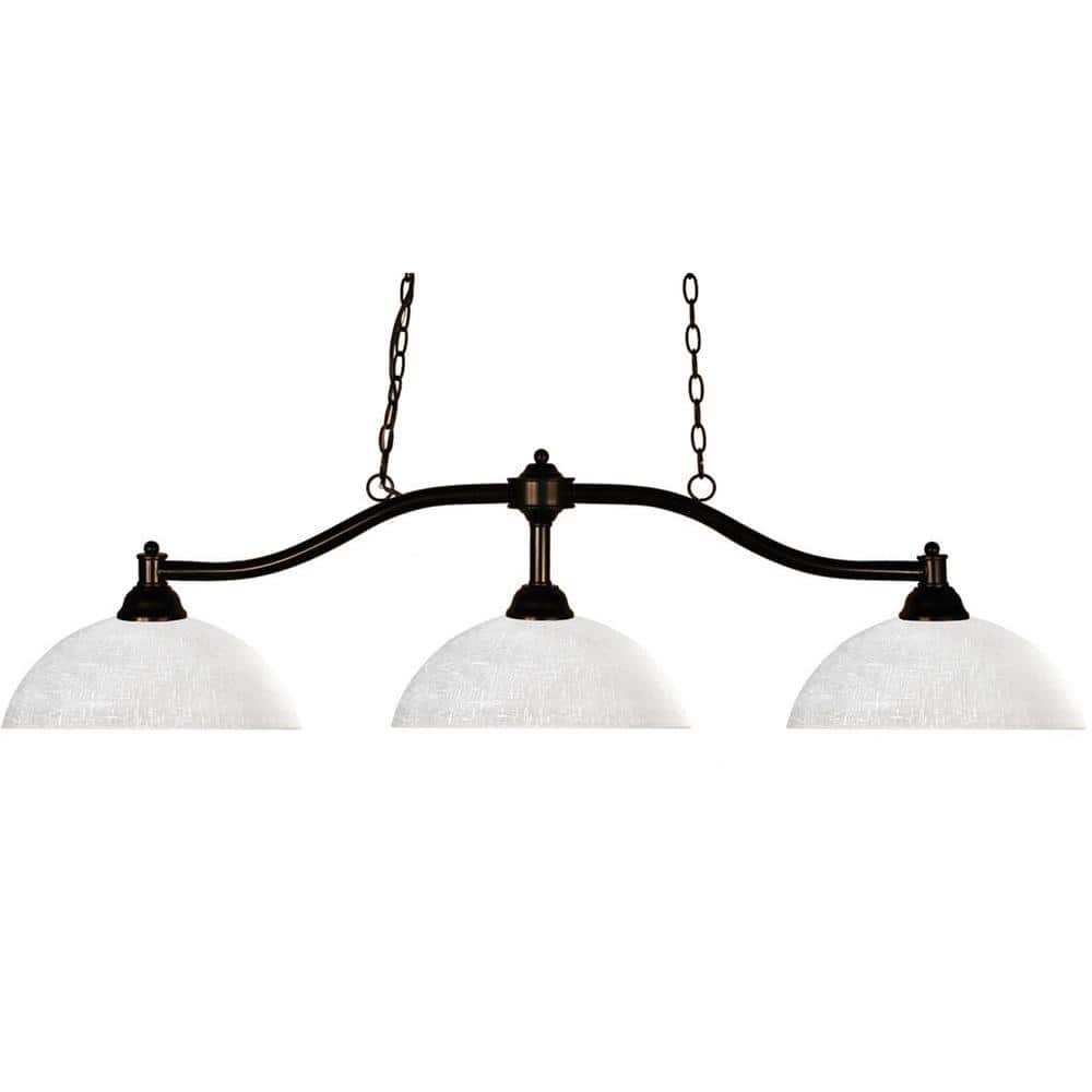 Chance 50" Bronze Island Pendant Light with White Linen Shades