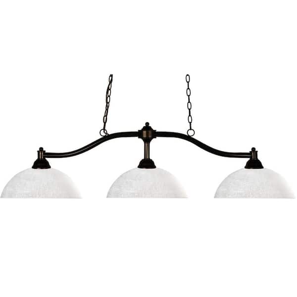 Unbranded Chance 3-Light Bronze Plus Satin Gold Shade Billiard Light with No Bulb Included