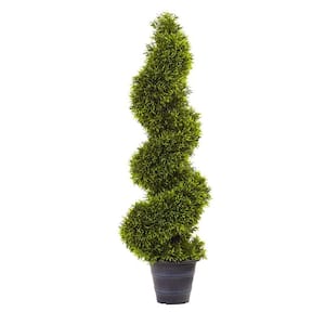 3 ft. Artificial Grass Spiral Topiary with Deco Planter