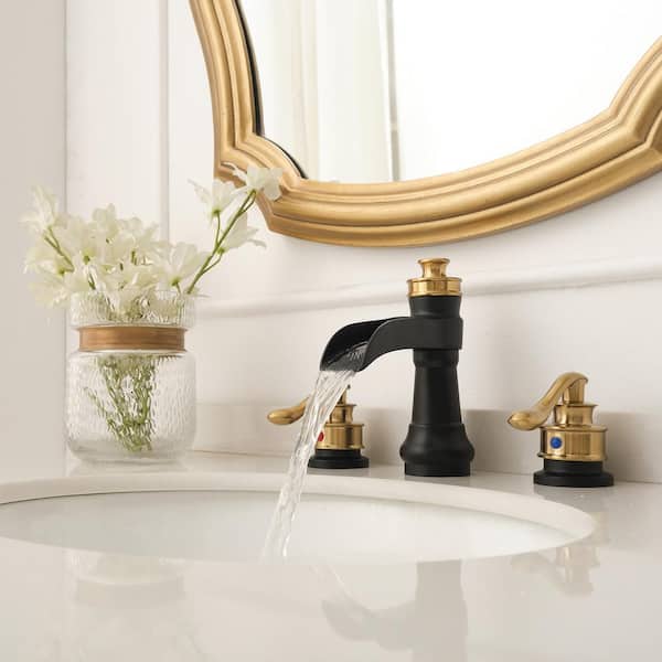 BWE 8 in. Waterfall Widespread 2-Handle Bathroom Faucet With