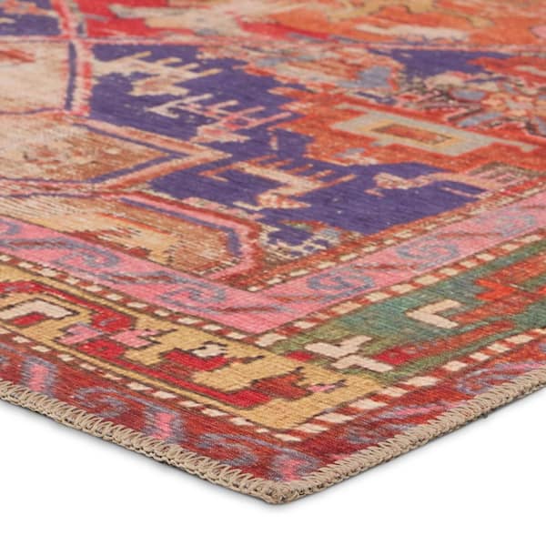 Sancho 3 X 8 Medallion Orange/Purple Washable Area Rug