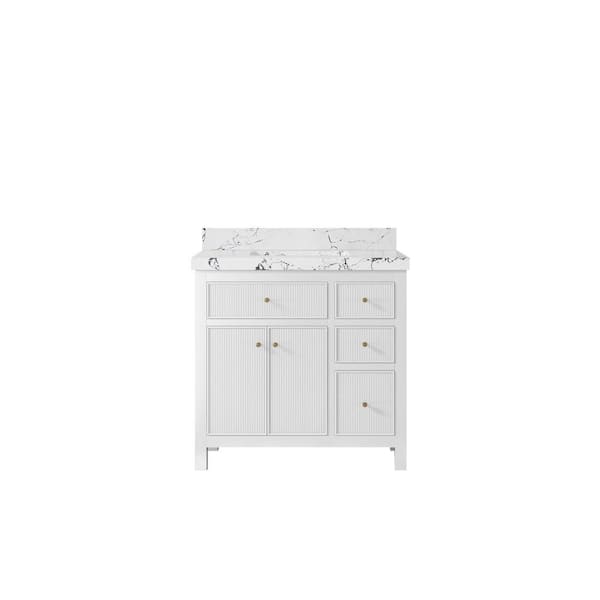 Willow Collections Sonoma 36 in. W x 22 in.  D x 36 in. H Single Sink Bath Vanity in White with 2 in. Viola Night qt. Top
