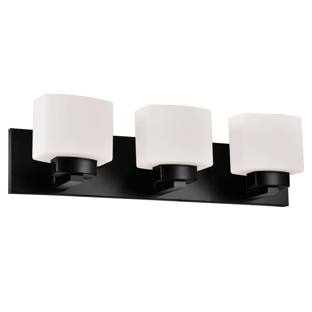 Elegant Matte Black 24" Traditional Vanity Light with Frosted Glass