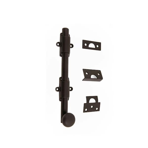 idh by St. Simons 8 in. Heavy-Duty Solid Brass Oil-Rubbed Bronze Surface Bolt with Round Knob