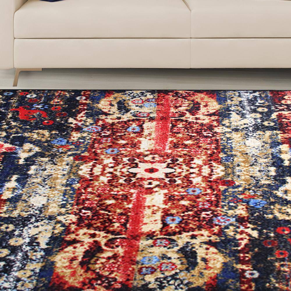 Multicolor Medallion Low Pile Washable Area Rug 8' x 10'