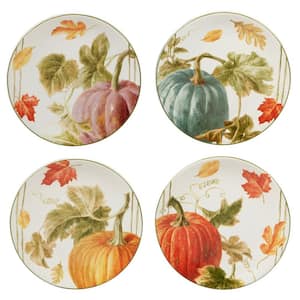 Autumn Harvest Multicolored Earthenware Dessert Plate (Set of 4)