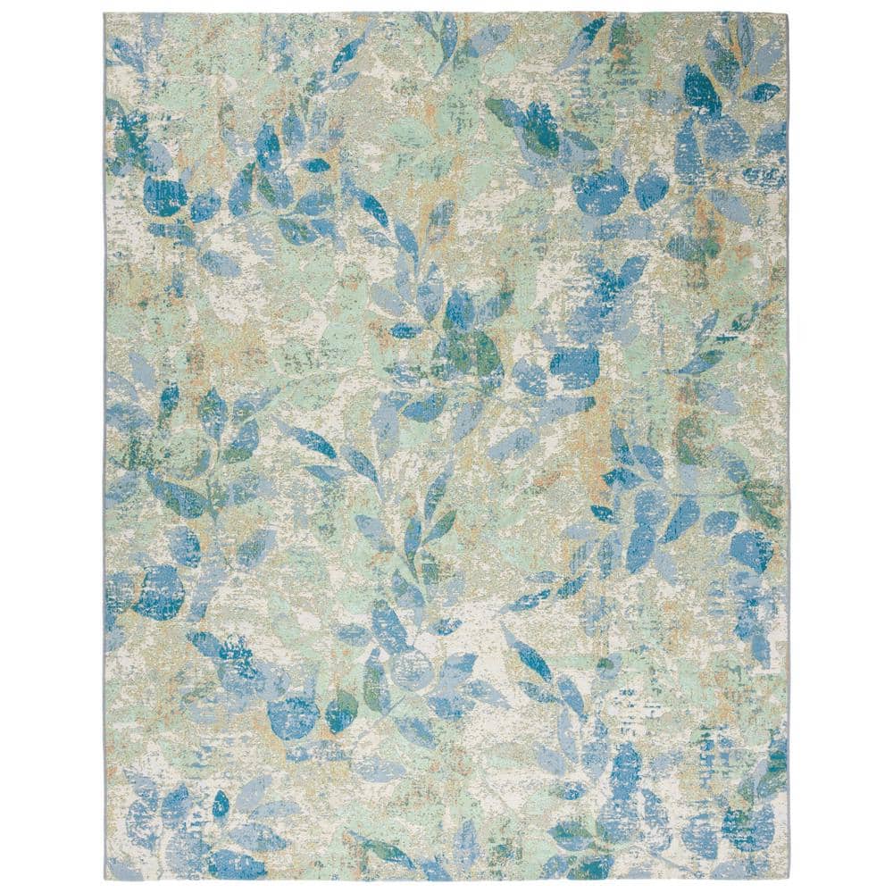 Barbados Blue/Ivory 10 ft. x 12 ft. Abstract Leaf Indoor/Outdoor Patio Area Rug price history on PriceWatchPro